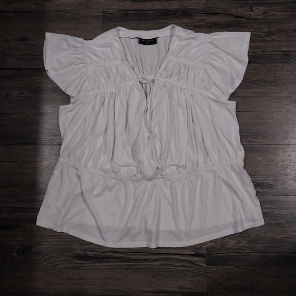 Lane Bryant V Neck Short Sleeve Blouse Size 22/24 Womens White Pullover Top - Picture 1 of 9